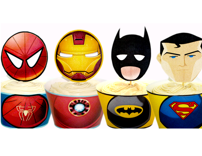 Superhero Printable Cupcake Toppers amp; Wrappers – INSTANT DOWNLOAD