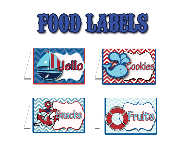 Nautical Food Tags, Food Table Labels – INSTANT DOWNLOAD | Cupcake Makeover