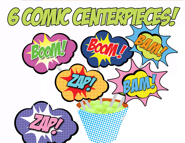 Toppers Centrepiece Superhero  DOWNLOAD INSTANT â€“ signs Comic cupcake Cupcake Signs vintage