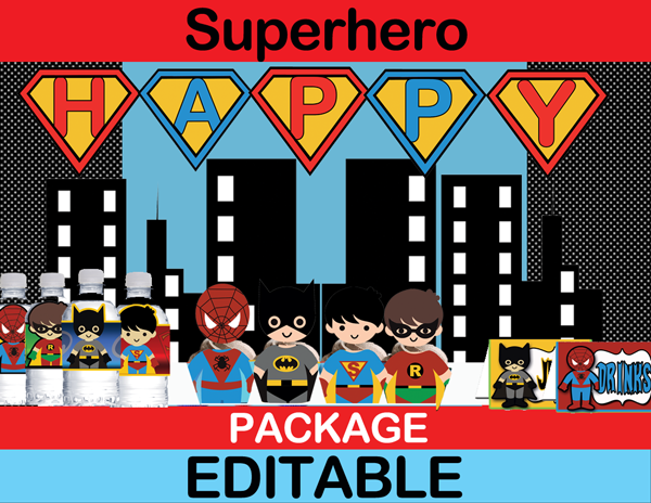 Superhero Kids Party Package – INSTANT DOWNLOAD