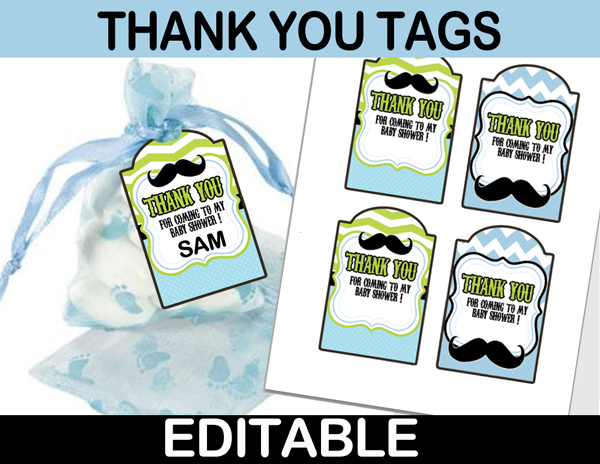 Little Man Mustache Bash Baby Shower Party Package – Instant Download