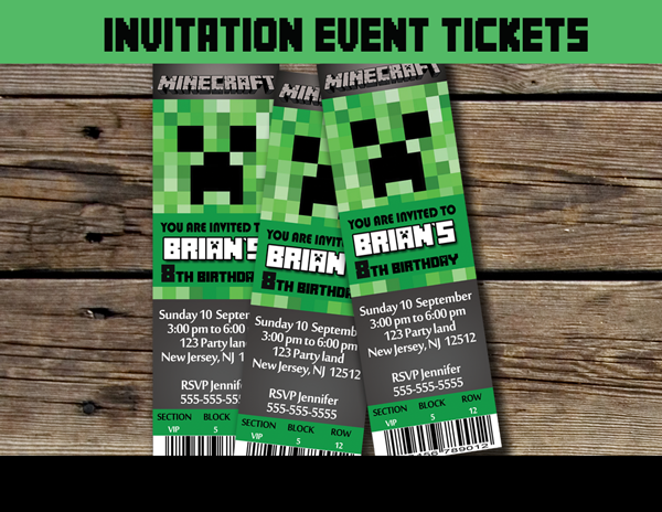 8-bit-party-invitation-ticket-minecraft-party-ideas-personalized-d1