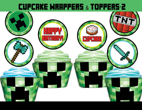 8-bit-minecraft-cupcake-set-instant-download