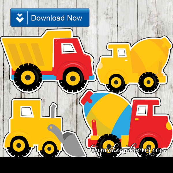 Construction Party Vehicle Cutouts Instant Download Cupcakemakeover