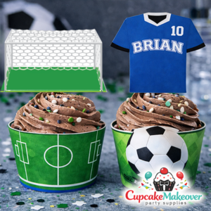 soccer sport cupcake topper and wrapper birthday or game celebration
