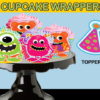 Monster cupcake wrappers and toppers
