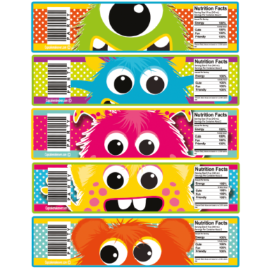 Little Monster Water Bottle Labels - INSTANT DOWNLOAD - Cupcakemakeover