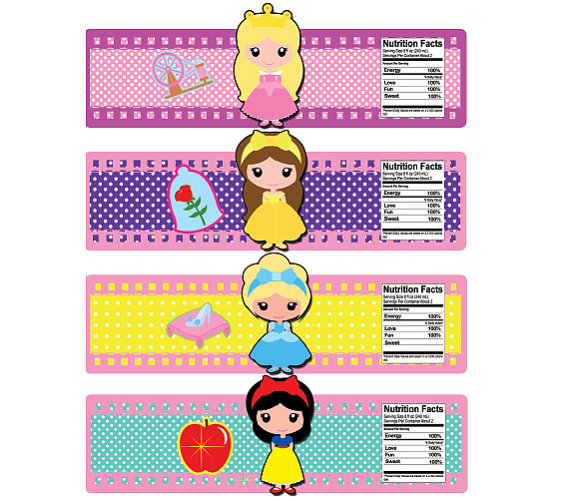 Princess Girls Water Bottle Labels – INSTANT DOWNLOAD