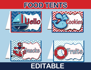 Nautical Food Tags, Food Table Labels - INSTANT DOWNLOAD - Cupcakemakeover