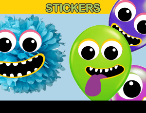 monster balloon sticker and deco