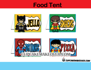 superhero food tags