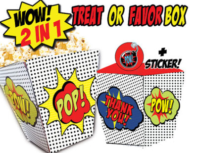 Superhero Comic Treat Box Popcorn Box Take Out Box – INSTANT DOWNLOAD ...