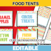 cute editable circus food labels