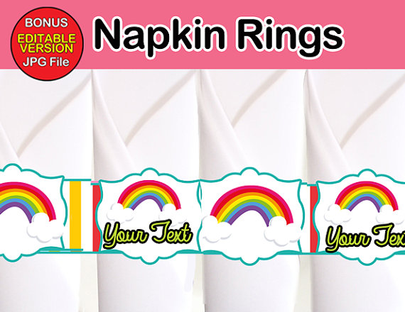 editable rainbow napkin rings