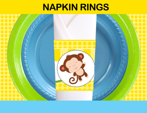 yellow napkin rings mod monkey