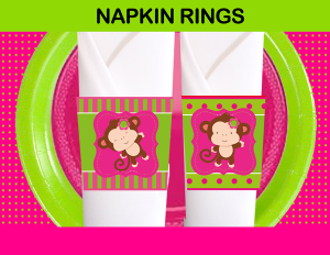 monkey pink green napkins