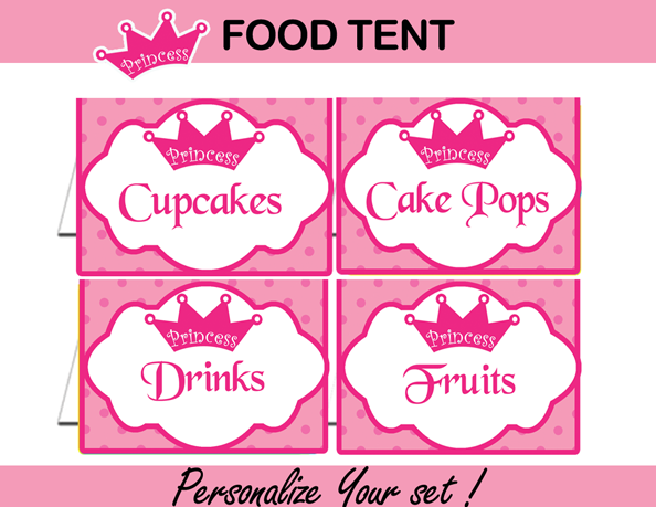 pink princess tent cards