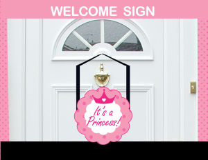 pink princess baby shower welcome sign
