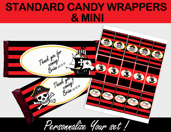 printable pirates candy wrappers