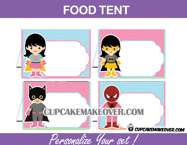 editable food tents girls superhero