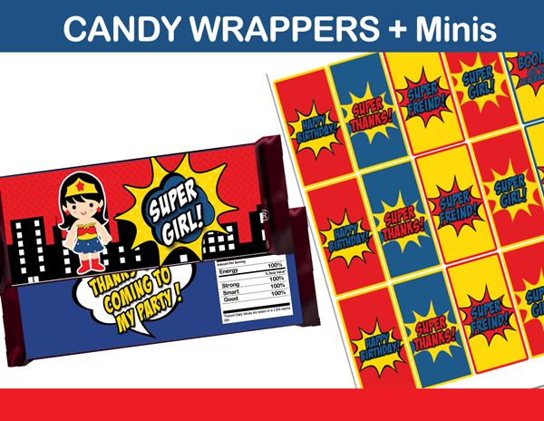 super hero wonder woman candy wrappers