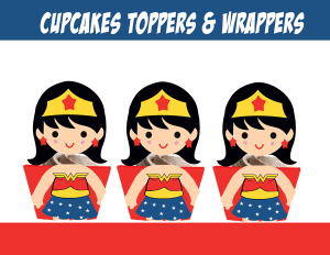 super hero wonder woman cupcakes