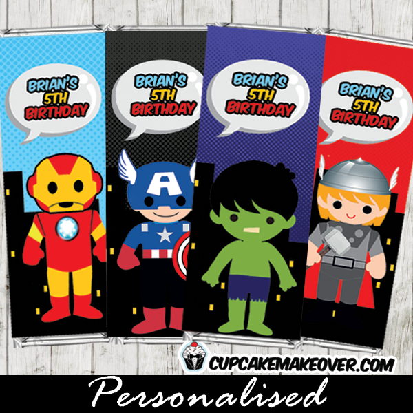 Superhero Avengers printable candy labels