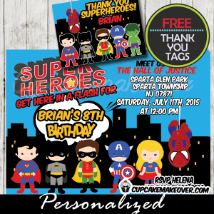printable superhero birthday party invitation personalized boys