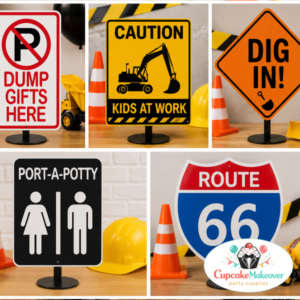 construction birthday signs, construction party printable, dig in sign, dump gifts here sign, kids at work sign, route 66 party decor, construction birthday decor, truck birthday decorations, under construction party, printable construction signs, construction food signs, construction table decor, birthday road signs, construction theme party, construction party bundle