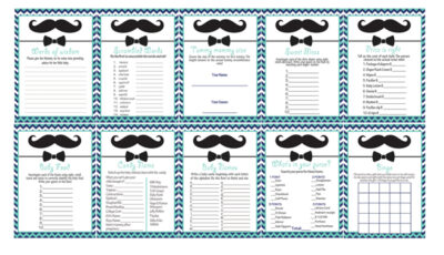 mustache themed baby shower games