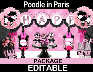 poodle in paris birthday party package supplies
