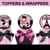 paris poodle cupcake toppers wrappers