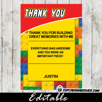 Building Blocks Editable Thank You Cards – INSTANT DOWNLOAD ...
