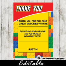 Building Blocks Editable Thank You Notes – INSTANT DOWNLOAD ...