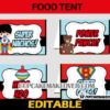 baby boy super hero editable food labels tent cards