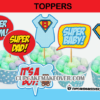 comic super hero baby shower boy toppers