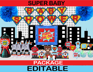 cute pop art super baby shower party package