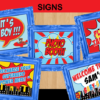 super baby shower boy party signs