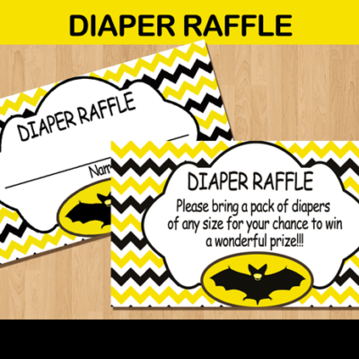 baby bat diaper raffle cards thank you tickets