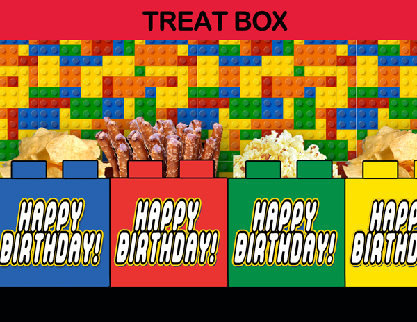 lego birthday party favors popcorn box
