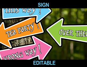 tea party arrows alice directional signs editable