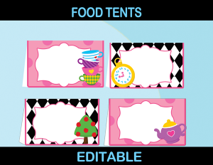 printable editable food cards alice