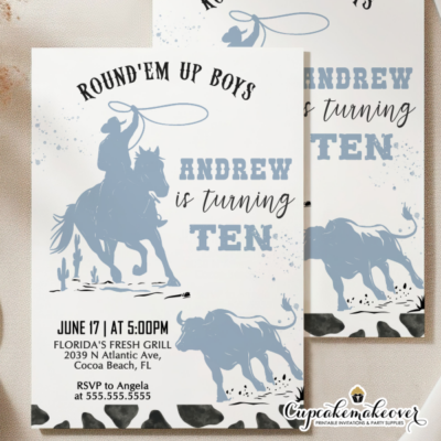 Cowboy Party Invites Wild West Birthday Theme