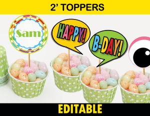 editable cute monster toppers bubbles