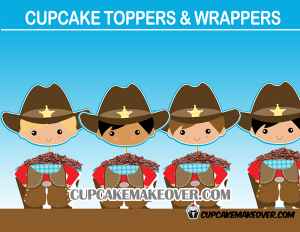 fun cute cowboy cupcake toppers wrappers