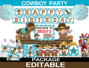 cute printable western cowboy birthday supplies