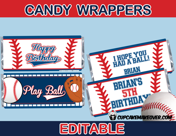 printable baseball candy wrappers