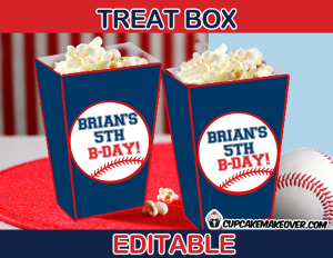 sports party baseball popcorn box