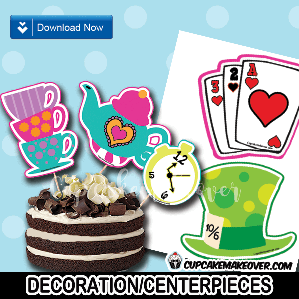 Alice in Wonderland Photo Props, Party Decor - INSTANT DOWNLOAD -  Cupcakemakeover