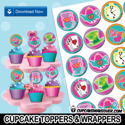 alice in wonderland cupcakes decoration ideas mad hatter toppers wrappers